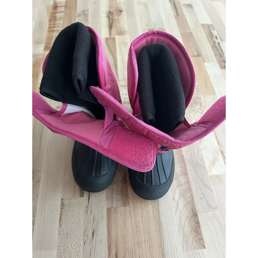 Polo Ralph Lauren Girl's Snow Boots Rubber Fleece Lined Crest Logo Pink Size 1